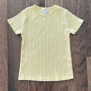 Zara Girls Yellow Ribbed Stretch Short Sleeve Tee Sz 10
